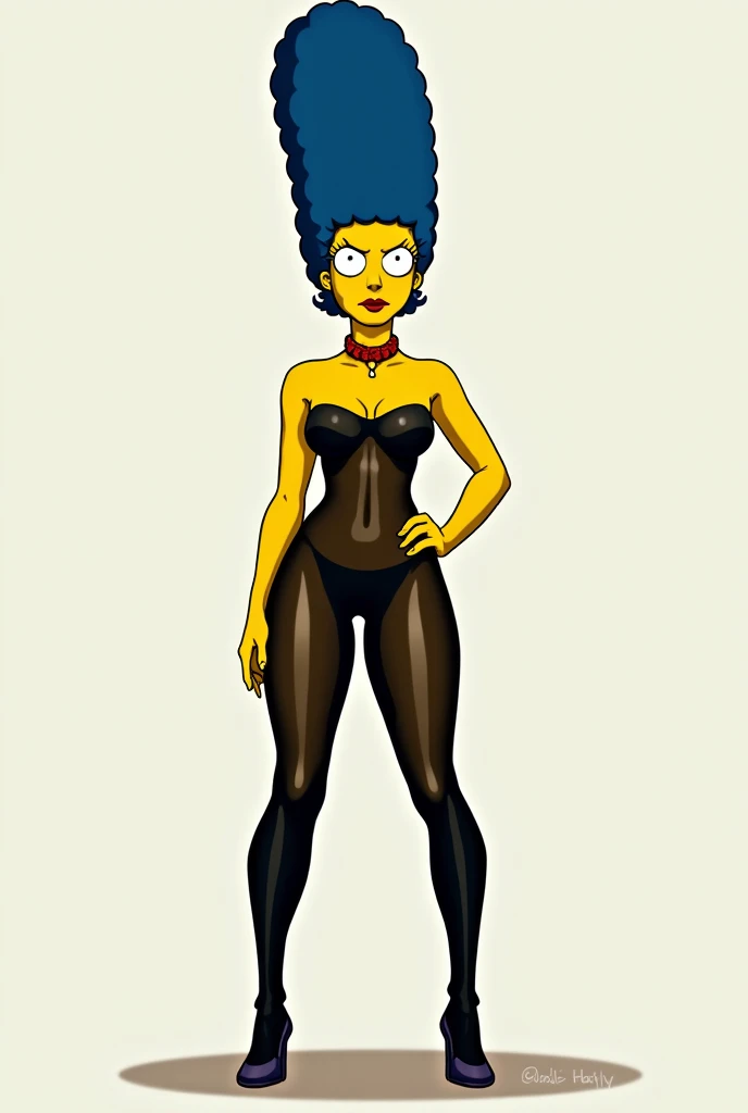 Dibujos animados
#simpsons
Palabra activadora:
marges, blue hair, 1girl, solo, yellow skin, 1girl, long hair, white braclet, breasts, solo, necklace, latex stockings, latex armwear, slutty female, sexy pose, high heels, naked female, Bimbo, Big breasts, thong, dog collar, dominatrix, black lipstick
