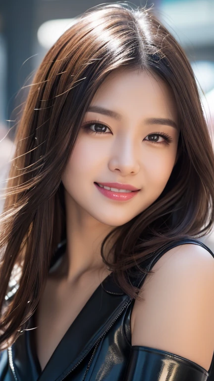 Dynamic pose pose, beautiful, charming asian beauty taking selfie in front of the statue: (((Gorgeous young Korean woman + beautiful Korean young woman + long hair