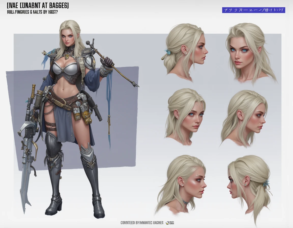 The concept character sheet of a strong, attractive, and hot woman full body, detailed wearing Harley Quinn cosplay, Viking warrior style, combat position, viking age. Her face is oval, forehead is smooth and visibly rounded at the temples. jawline is softly defined, giving her a gentle and feminine appearance, full body, Full of details, frontal body view, back body view, Highly detailed, Depth, Many parts, ((Masterpiece, Highest quality)), 8k, Detailed face, scars, serious expression. Infographic drawing. Multiple sexy poses. tattoos,3d, choker,