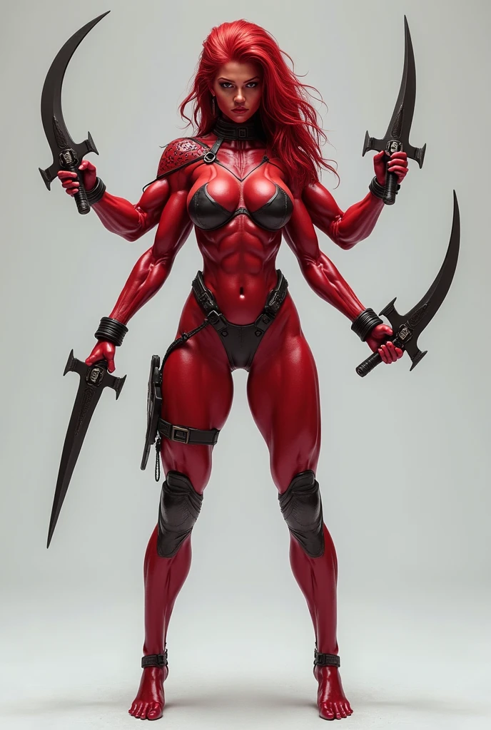 1girl, beautiful (((dark devil empress))), detailed eyes, (((detailed face))), mature face, athletic body, looking at viewers,full body, light smile,(gigantic breasts:1.4)detailed skin, colored skin(dark red skin:2.5), horns on head, (((bald:1.4))), mature body, tall body,seductive body,medium big breast, medium thigh,((no hair1.8)), spike pasties,detailed clothes BREAK desert and skull shoulders, holding only one long and thick dark scepter, highly saturating beams, holy ceremony, golden and red spark dazzling around, crown , golden majical lightning, best quality, masterpiece, trending on Art station,BREAK,Detailed,Realistic,4k highly detailed digital art,octane render, bioluminescent, cinematic lighting BREAK 8K resolution concept art, realism,by Mappa studios,masterpiece,best quality,official art,illustration,ligne claire,(cool_color),perfect composition,absurdres, fantasy,focuse, red and gold color palette,(((stands on cracked pedestal)))