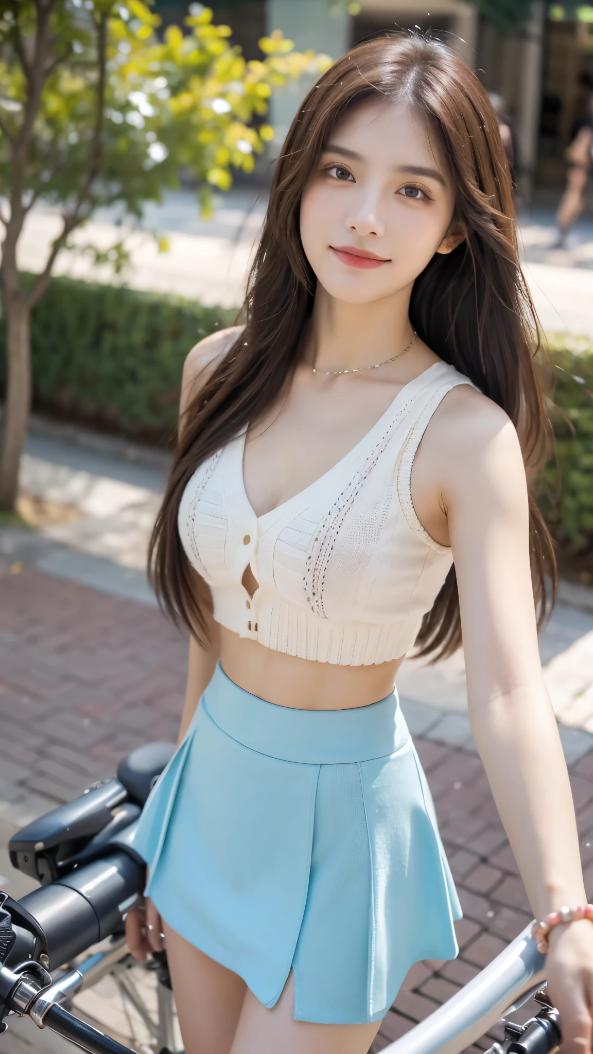 ((high quality:1.2)), Work of art, (8k), extremely detailed, ((High detail:1.2)) ((best resolution)), (KKKDoVal woman), Solo, ((24 years old pretty perfect Korean Ulzzang model female:1.2)), (crop top, mini-shorts),