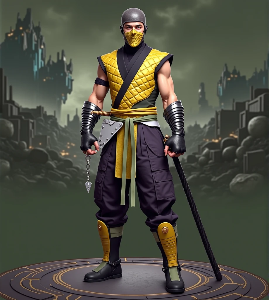 (((Cover your nose and neck with black cloth)))、Japanese men、((Sweaty armpits smell))、(((Large bulge in crotch)))、Fromside、(((fighting stance)))、((Sleeveless ninja jacket))、(((Ninja Pants)))、(((Ninja Tabi)))(Arm tattoo)、Muscular、(Glowering look、looking at viewer、big eyes、furious)、((Bamboo grove)、sidecut Spiky hair、、((full body))、 Detailed Background, The finer details、Real、3K、Highest quality