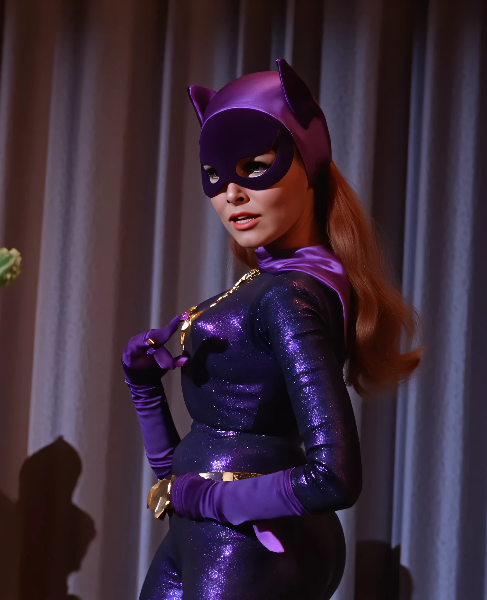 (Britney Spears) as (Daphne Blake:1.4 from Scooby Doo)
, ((large breasts), (stylish Long Side-Swept haircut and headband), cleavage purple (turtleneck) braless, (micro-skirt), pantyhose)1.2
, smiling face, dramatic, posing for movie promotion, front view
, (high detailed skin:1.2)(realistic pupils, realistic iris:1), 8k uhd
, (vhs effect, (poster:1.6), nostalgia, movie poster effect, (skin texture), intricately detailed, fine details, hyperdetailed, raytracing, subsurface scattering, diffused soft lighting, shallow depth of field, by (Herb Ritts)), ((Scooby Doo) in background), (full body length)1.3
