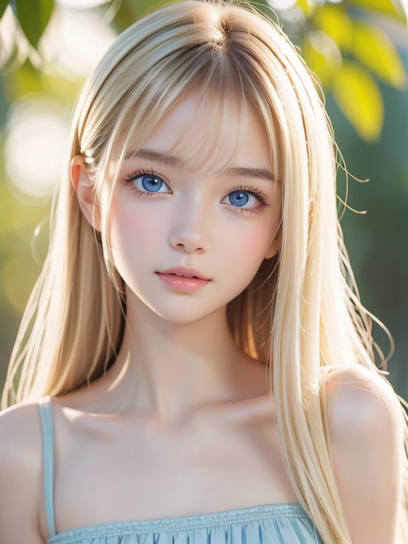 night、RAW Photos、(((A portrait of extreme beauty)))、((Glowing Skin))、1 girl、 beautiful girl in Prague、((Natural light blonde hair))、[blue eyes]、Shiny, glossy skin、Silky long straight hair、eyeliner、Long Bangs、Hair between the eyes、Fluttering Hair、((masterpiece、最high quality、Super detailed、Film Light、Intricate details、High resolution、8K、Very detailed))、Detailed Background、8K uhd、Digital SLR、Soft Light、high quality、Film Grain、Fujifilm XT3 、Shallow depth of field、Natural light、（Perfect hands）、Perfect pretty face