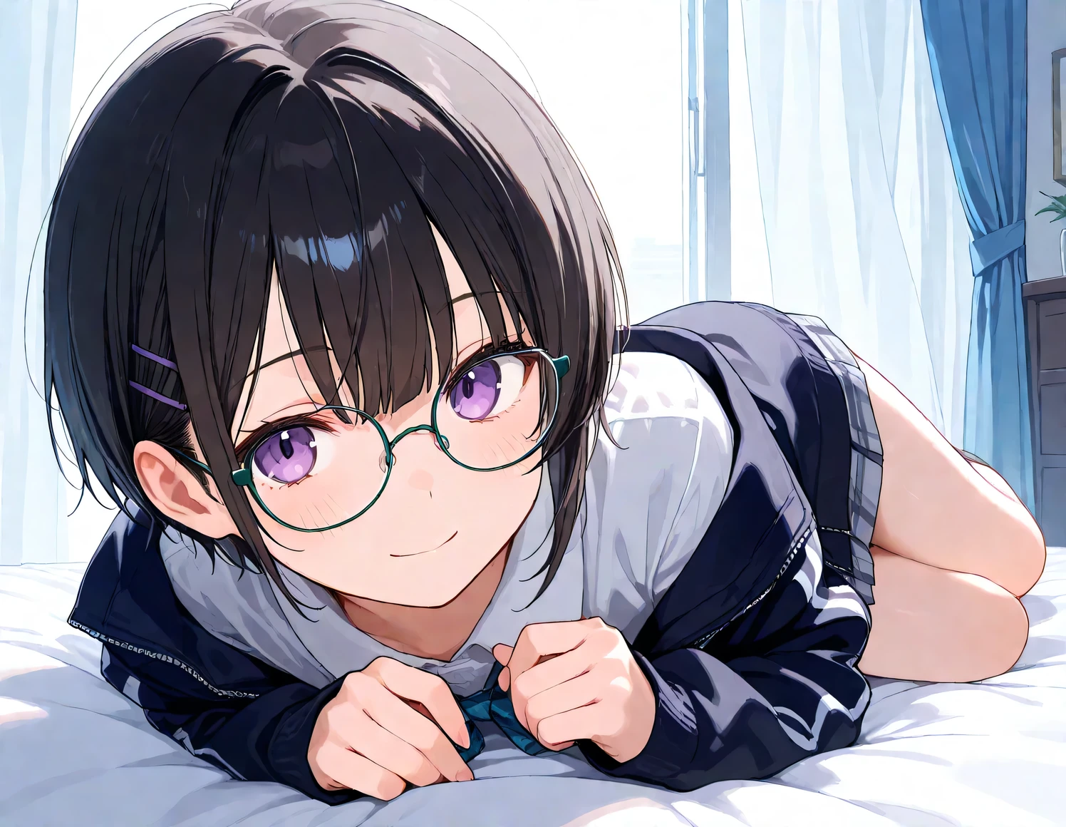 ((masterpiece)),((highest quality)),((Anatomical)),((Realistic)),((Detailed Description)),((cute)),((((Health Room)))),(((1 kindergartener))),((Beautiful eyes)),((Baby Face)),((Petite)),((Bewitching Smile)),(((Sportswear))),(((Glasses))),Full body view,