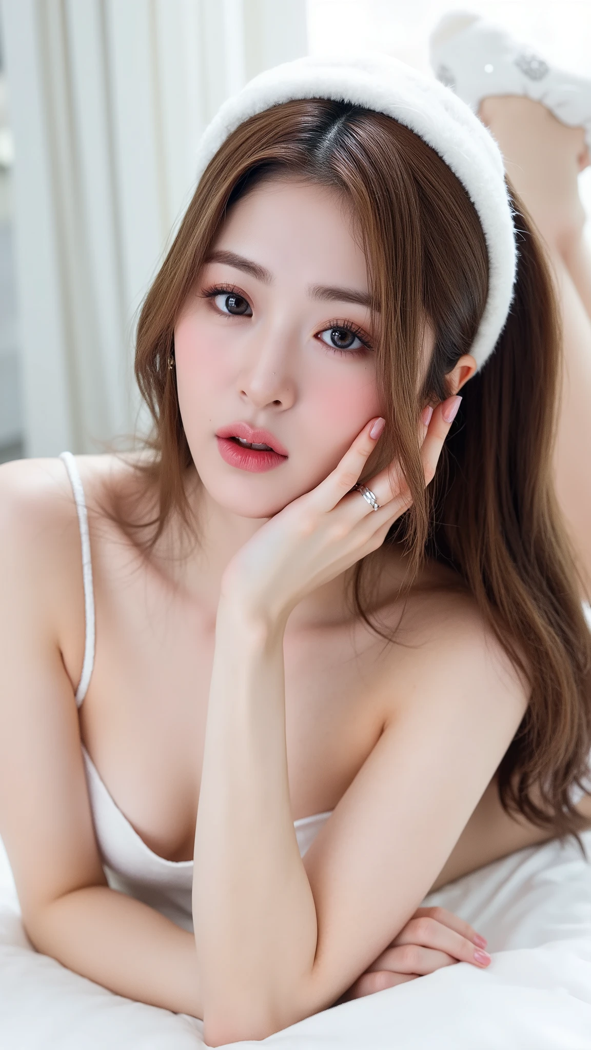 realistic photo, 25 year old korean woman, nude, Lie on the bed with your legs spread, Detailed face and body, Natural light, High resolution, photorealistic, (Highest quality,8k,High resolution,masterpiece:1.2),Very detailed,(realistic,photorealistic,photo-realistic:1.37),realistic skin texture,Fine eyes and lips,Beautifully detailed face,Long eyelashes,Smooth Skin,Natural body shape(Japanese))