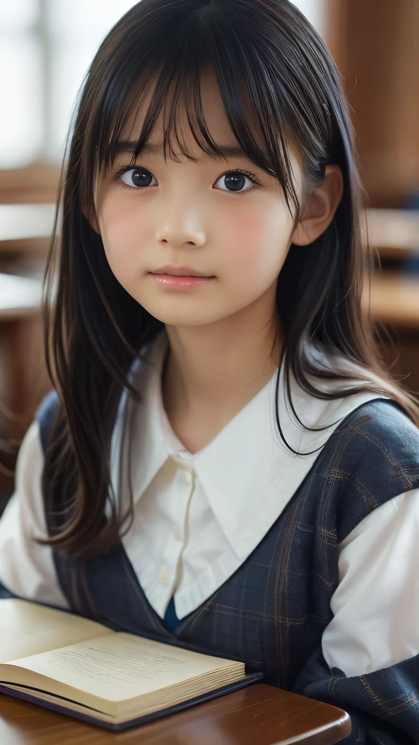 (masterpiece, highest quality:1.4), award-winning portraits, 8K, 85mm, alone, beautiful face, delicate girl, violaces, gardenia, grace, Sophisticated, cute, , looking at the viewer, 15 yw photo, disorganized, HDR, sharp focus, A bow tie, background bokeh、(((flat 、thin and delicate body、A childish atmosphere、naked、full body)))、Her shiny semi-long hair is tied up、hair swaying in the wind、Mole on the left cheek、large, round, dark blue eyes、full body、sitting on the floor、Junior idol、Nogizaka Idol、mole under eye、sexy、((basement、Embarrassing appearance、anxious look))