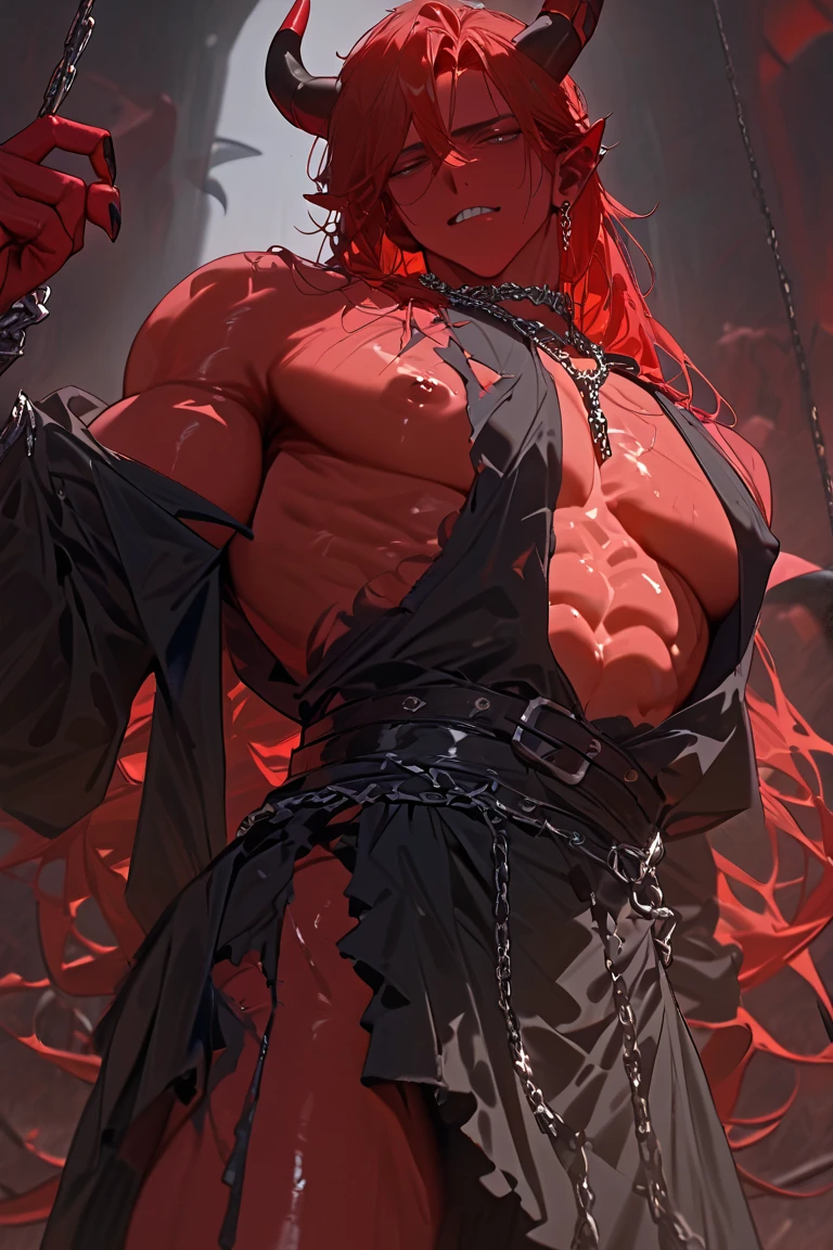 wilnas, granblue fantasy, (masterpiece:1.5), (best quality:1.5), (high quality:1.5), (solo:1.27), (muscular male:1.27), (bara:1.27), satisfaction, happy, pleasure, (dynamic angle:1.21),(dynamic hair:1.27),(detailed pupils:1.21),looking at viewer, (dynamic pose:1.15), (beautiful detailed hands:1.21), illustration, (cinematic light:1.15), ultra detailed, (disheveled hair:1.34), (large pectorals:1.3), pectoral cleavage, sidepec, (abs:1.3), (thighs:1.3), (bulky:1.2), novel_illustration, anime_screencap, (valentine:1.4), (apron:1.3), cooking flaming, chocolate, (see-through, micro lingerie red:1.5), flaming sword, explosion, male focus, fire, fiery wings, fiery hair, flame, pyrokinesis, breathing fire, (erection under clothes:1.2), (from below:1.2),(8K:1.2),