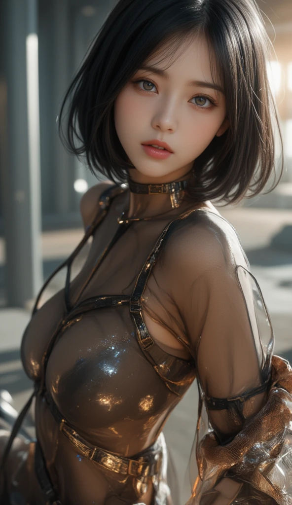 Nakid,slave,rubber,black corset,catsuit,collar,nsfw,((highest quality, 8k, masterpiece: 1.3)), crisp focus: 1.2, beautiful woman with perfect figure: 1.4, slender abs: 1.2, wet body: 1.5, highly detailed face and skin texture, detailed eyes, double eyelids, very short hair,