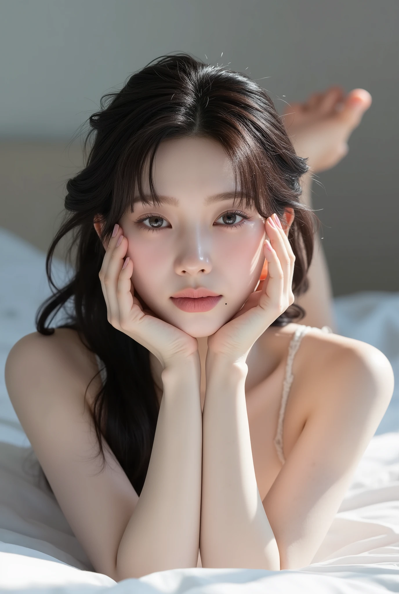 Realistic photo, 25 year old Japanese woman, nude, Lie on the bed with your legs spread, Detailed face and body, Natural light, High resolution, photoRealistic, (Highest quality,8k,High resolution,masterpiece:1.2),Very detailed,(Realistic,photoRealistic,photo-Realistic:1.37),Realistic skin texture,Fine eyes and lips,Beautifully detailed face,Long eyelashes,Smooth Skin,Natural body shape