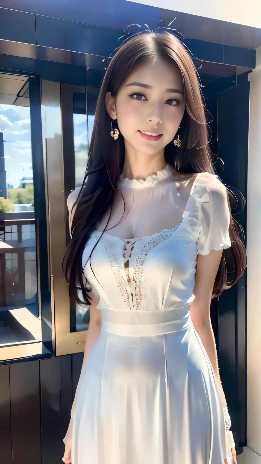 ((Woman Standing On Balcony Of Old Castle))、Highest qualityの作品、Actual work、Ultra Premium Graphics、8K HD CG Works、High Quality Graphics、High-definition CG works、10x pixels、Ultra-fine detail:1. 1、High technical level:1.1フォトReal、Natural light:1. 5、Light Effects(バーチャルLight Effects:1.8)、((Straight Van、Princess Van))、((Very Heavy、Volume Bang:1.1)、((Very Long、Very Heavy、Very Volume Side Lock:1. 1)、Hime cut、Straight bangs、Round face ugly bangs、Ugly long bangs、Bangs straight、(masterpiece、Highest quality:1.5)、(Ultra Fine 8K CG:1.4)、(ハイパーReal:1.25)、(Real:1.1. 4)、((Golden white hair))、Thin eyebrows、High nose、Nice red lips、Rosy Cheeks、Delicate makeup face、Cute face、over璧なバランスの顔、()、A light-toned foundation enhances the clarity of your skin.。 ((Off-the-shoulder translucent white floral pattern dress))、((My skirt is flying up in the wind))、 ((I can see her white panties)), 40k、photograph、、Highest quality、(1. Beautiful eyes、Light Hair、White skin、Mr. Miss.々Pose、((Medium chest、:1.1))、Highest quality、Tabletop、Ultra-high resolution、(Real:1.4)、RAWphotograph、(Perfect Figure)、(slim、:1.3)。 3)、slimな腹部、over((Golden-haired woman)),((Straight bangs、Princess bangs)),((Very heavy、Very voluminous bangs:1.1)),((Very long、Very heavy、Very voluminous side locks:1. 1))、Hime cut、Straight bangsヘアスタイル、Long Hair、The bangs are cut straight、(masterpiece、Highest quality:1. 5), (Ultra-fine 8K CG:1.4), (Hyperrealistic:1.25), (Photorealistic:1.25), (Real:1.4), COWBOY SHOT, (View from above:1.35), (from the front:1.4), (smile:1.3)、。 1 Japan Beautiful Girl、19 years old、Supermodel、Japanese Idols、(smile)、(Medium sized chest)、Sweat Muscles、 (Lying on your back 1.1), (Full Body Shot), ((Floral panties are visible on a white background))、8K、Highest quality、Highest quality、beautiful、Charm、Captivating appearance、blue eyes、Light Skin Tone)((Dynamic Pose))、((Sexy pose))、((Raise your arms、Underarm))、