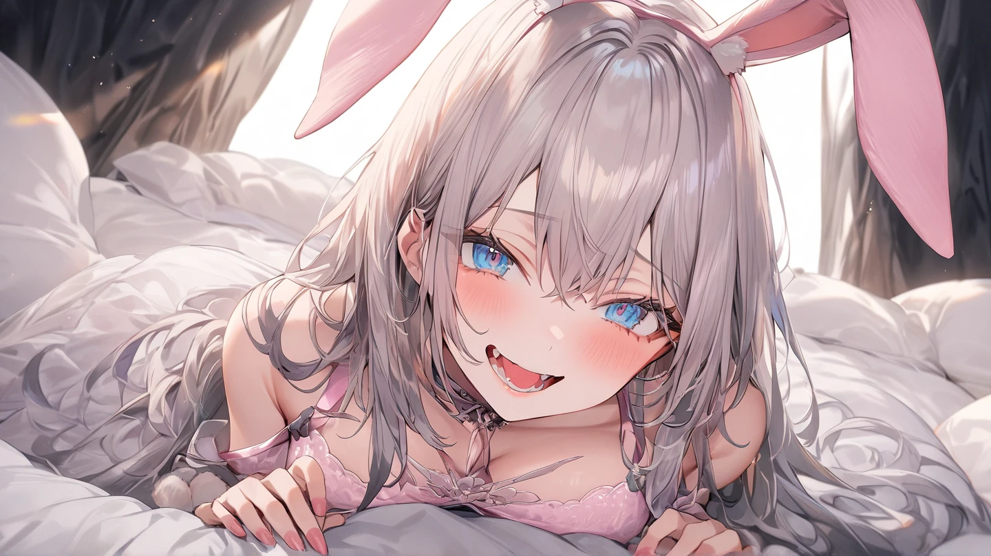 Big breasted woman in bunny costume gets fucked in full nelson by multiple men and covered in white fluid