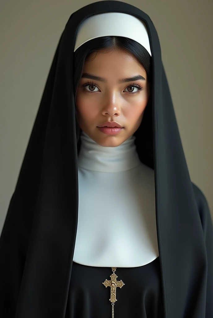 (highest quality、4k、8k、High Resolution、masterpiece:1.2)、Super detailed、(Real、Photorealistic、Photorealistic:1.37)、A young and very beautiful nun、(((Close ~ eyes:1.７)))、Face the viewer、Kneeling pose、At the altar of the chapel、(Open your mouth wide:1.８)、cr1r3、lora:Mary_N_RV2_150:0.7、natural breasts、Soft natural light、Intense gaze、Calm expression 、Simple Background、Subtle brush strokes、Bright colors、Sacred atmosphere、Pure and elegant、Serene beauty、Meticulous attention to detail、Elegant posture、Gentle smile、Traditional Costume、Quiet environment、Aura of Spirituality、Symbolic and religious elements、Warm golden tones、Delicate facial features、Sublime Painting、Faith and dedication、spiritual awakening、Pure Purity、Mysterious atmosphere、Sublime aesthetics、Prayer nun、Candlelit interior、Sacred lighting、Mindful contemplation、Divine Being、Sacred Silence、Sophisticated composition、ethereal shine、Dreamlike quality、Elegance、Inner peace、Silence of the soul、Spiritual journey
