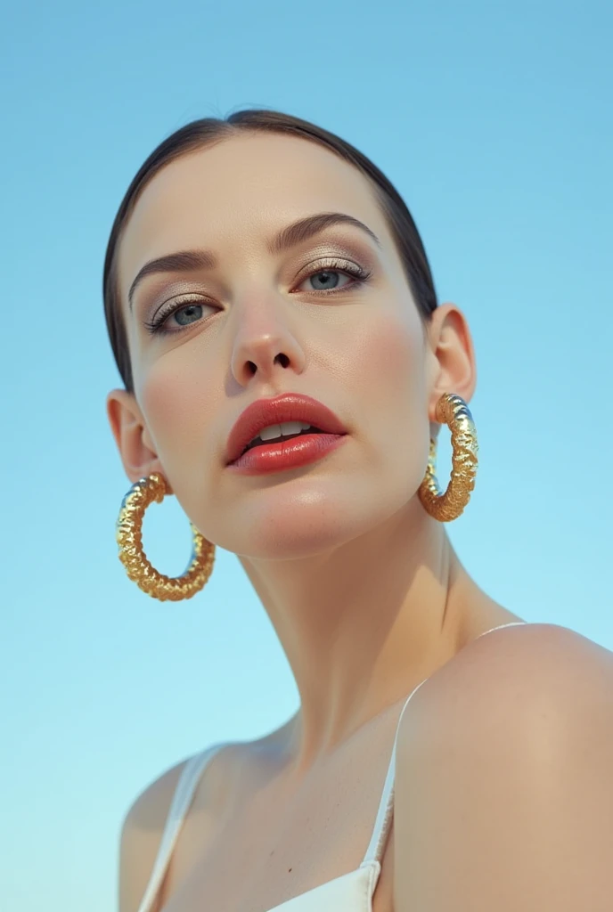 A close-up view of a Russian model's side profile, capturing her elegance and grace. The camera lens focuses on the model's refined features, emphasizing the sculpted lines of her face. The soft, diffused lighting gently caresses her skin, creating a subtle glow and enhancing her natural beauty. Her expressive eyes, framed by long lashes, convey a sense of depth and intrigue. The play of light and shadow adds depth to her profile, accentuating her flawless complexion and delicate bone structure. Photographed by Peter Lindbergh with a Leica SL2 and a portrait lens, the lighting is a combination of natural light and soft studio lighting, creating a serene and enchanting atmosphere. --ar 2:3