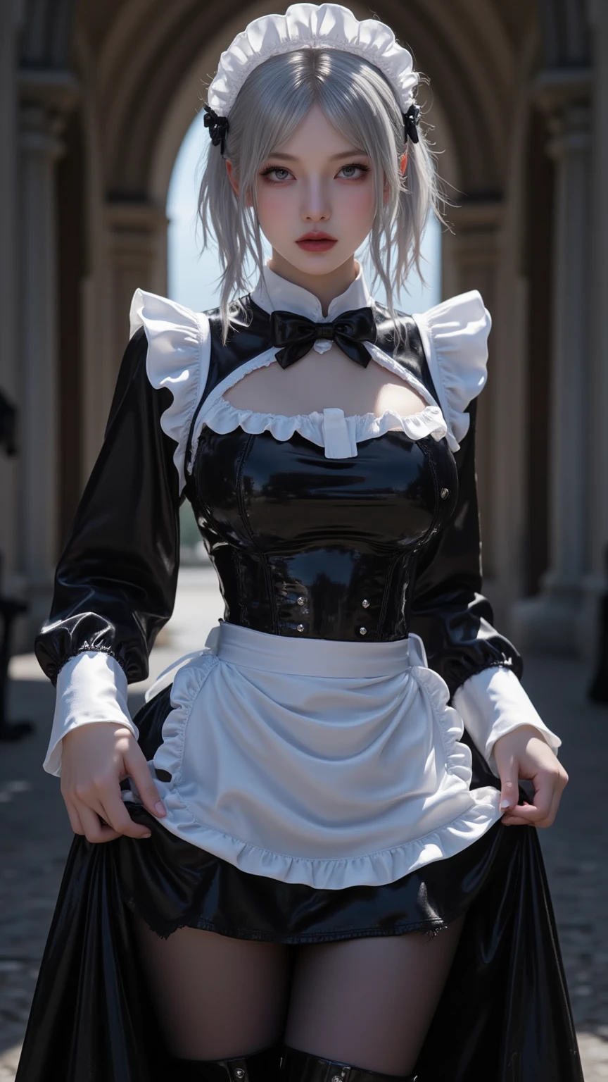 score_9, score_8_up, score_7_up, score_6_up, score_5_up, score_4_up,
, solo,
, 1girl,
rubber Maid uniform