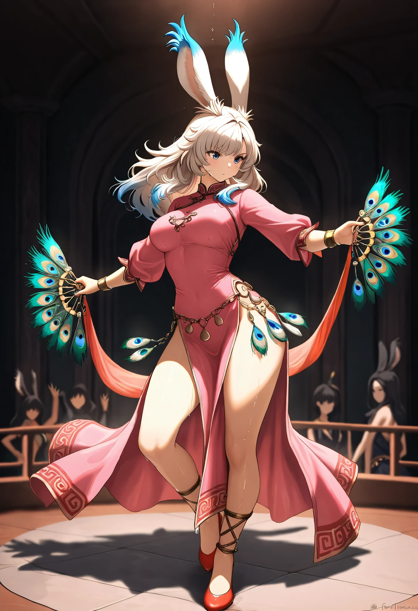 top quality, best quality, High-quality illustrations, masterpiece, detailed background, Broadway musical, dancer, absurdres, perfect anatomy, good lighting, cinematic shadow(kemono, furry anthro)(sound effects, motion blur),