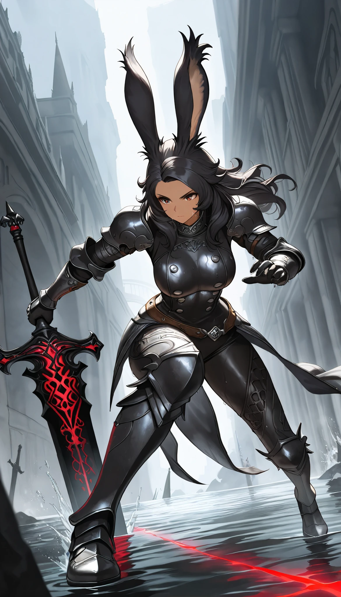 1girl, beautiful shewoworc, fangs out, tusks, black skin, dark-skinned female, facepaint, white armor, bandages, pauldrons, short dark green hair, glowing red eyes, desert, night, grass, volumetric lighting, best quality, masterpiece, lora:sxzOrcsWarcraft_sxzOrcs:0.8