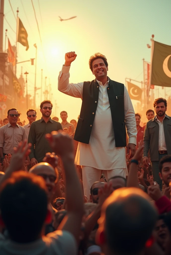 Imran Khan picture with a lot of Pakistani people's