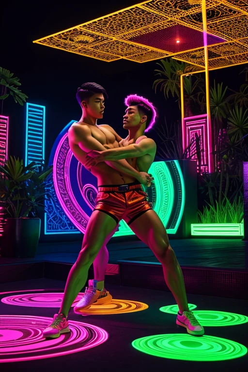  Men's sequins One Piece Swimsuit , extra short hair , 2 men shooting porn magazine cover , masculinity , bodybuilder