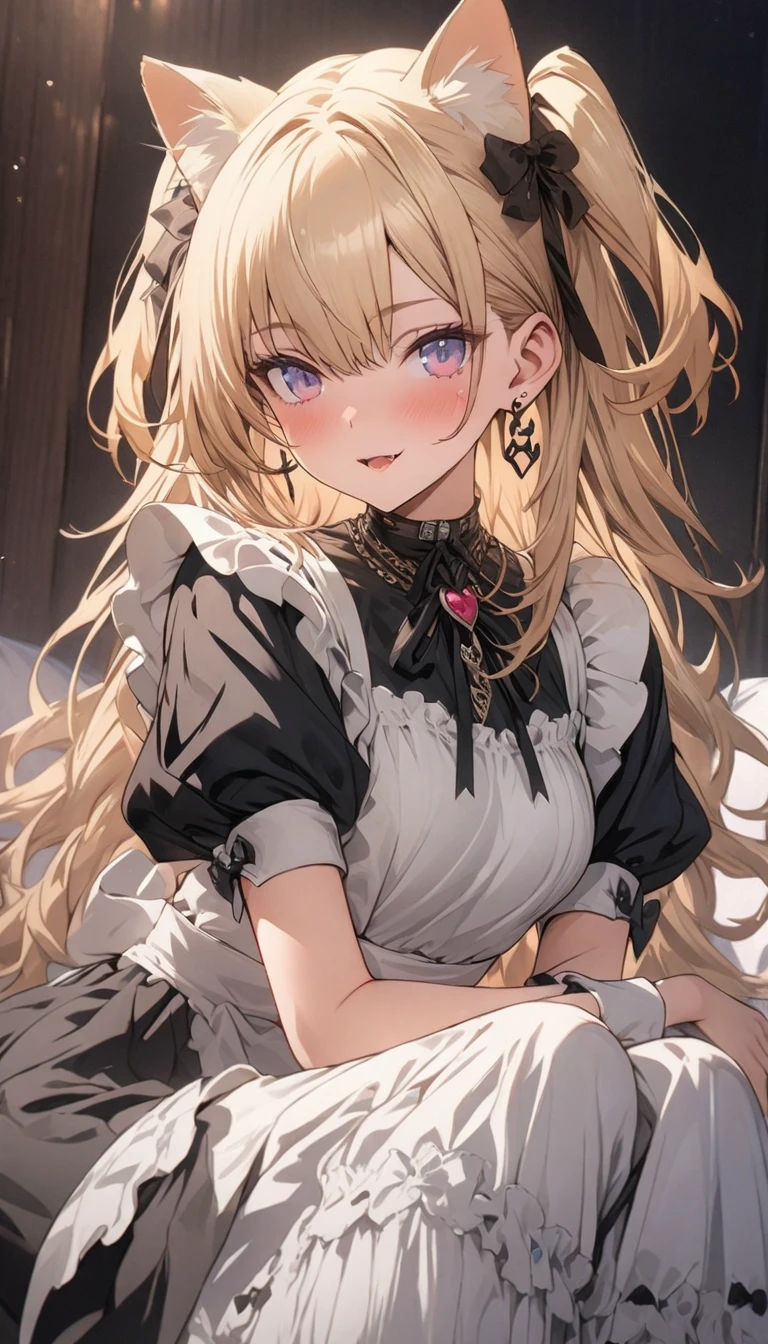 Masterpiece, top quality, Highly detailed CG Unity 8K wallpaper, Fashion Model, two side up、Cat Ear Maid、