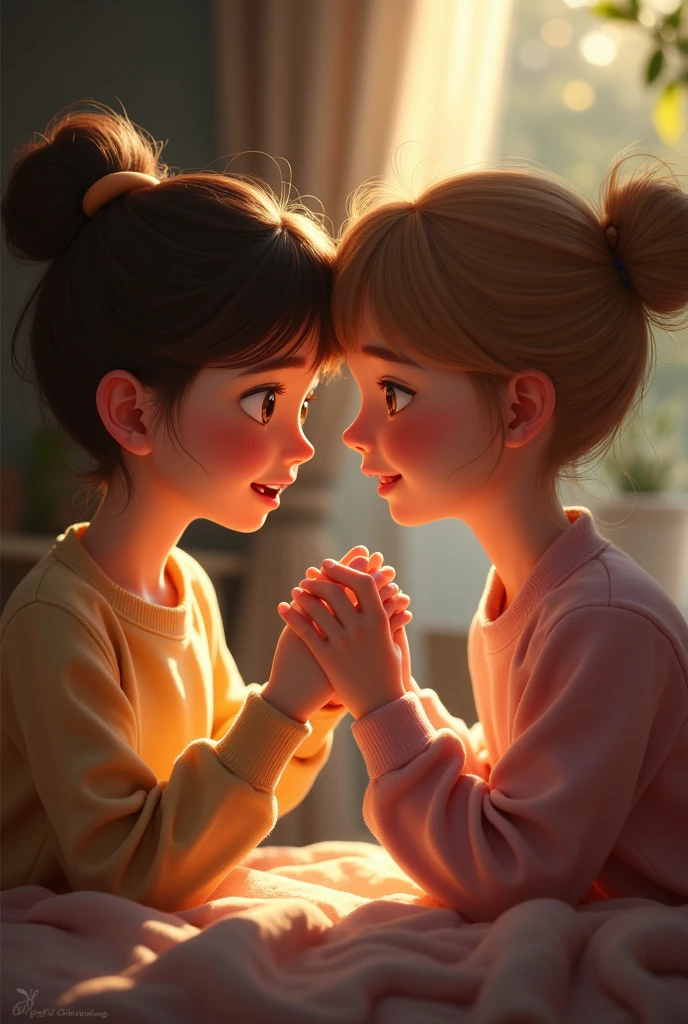 two girls staring at each other drawing