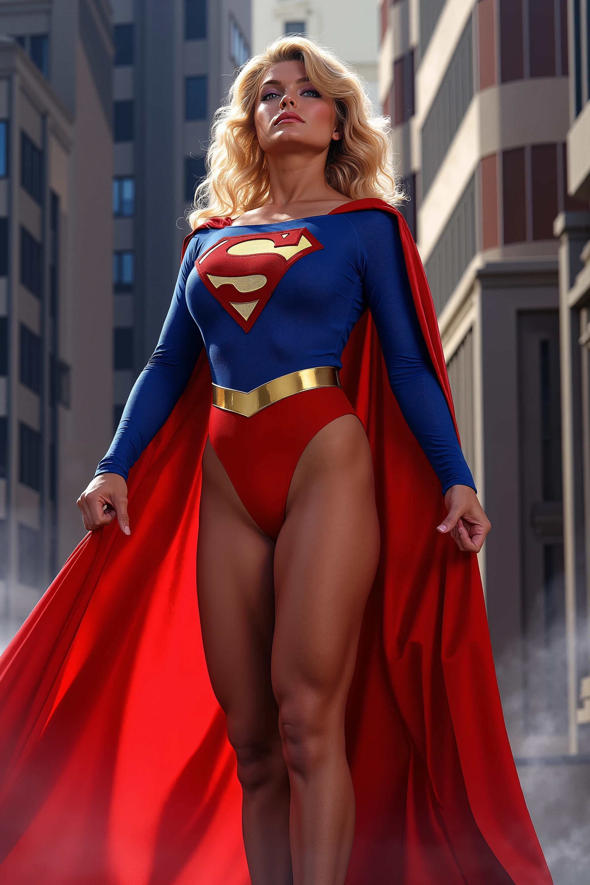 (masterpiece, best quality:1.2), 1girl, solo,
Erika Eleniak, AlexRossstyle, full body shot, dressed as Supergirl, dynamic sexy pose, Perfect hand, from a distance, flxPsMkp889