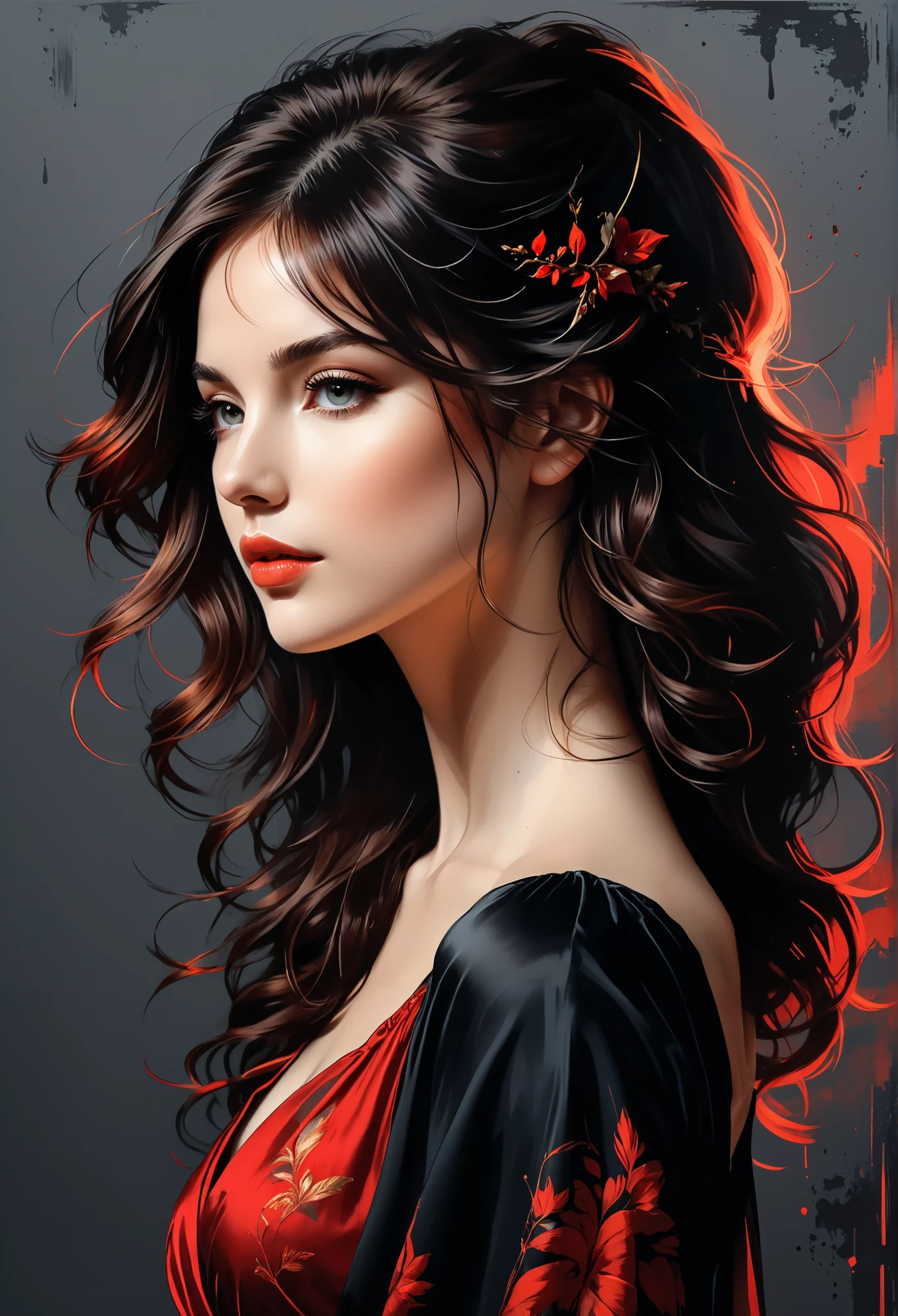 Sunset Horizon, digital brush strokes ,  stylish studio shading on top ,
andскусство теней, digital Illustration,  comic style .
Cortret , poster, Cortret ,  full height, andскусство теней,  red outline on a dark black background ,  red contour silhouette ,  loose hair, silhouette of a beautiful young woman ,  Perfect physique ,  slender graceful shapes ,  charming modesty , perfection in a tight black silk very transparent dress ,  8k resolution,  side view, shadows,  mysterious ,
andскусство Джованни Больдини,  Bastien Lecouf-Degarme, Carne Griffiths, and. Abramson, Raphael,  Caravaggio, Cobie Whitmore, Titian,  Leonardo da Vinci , Studio Ghibli Genshin Impact