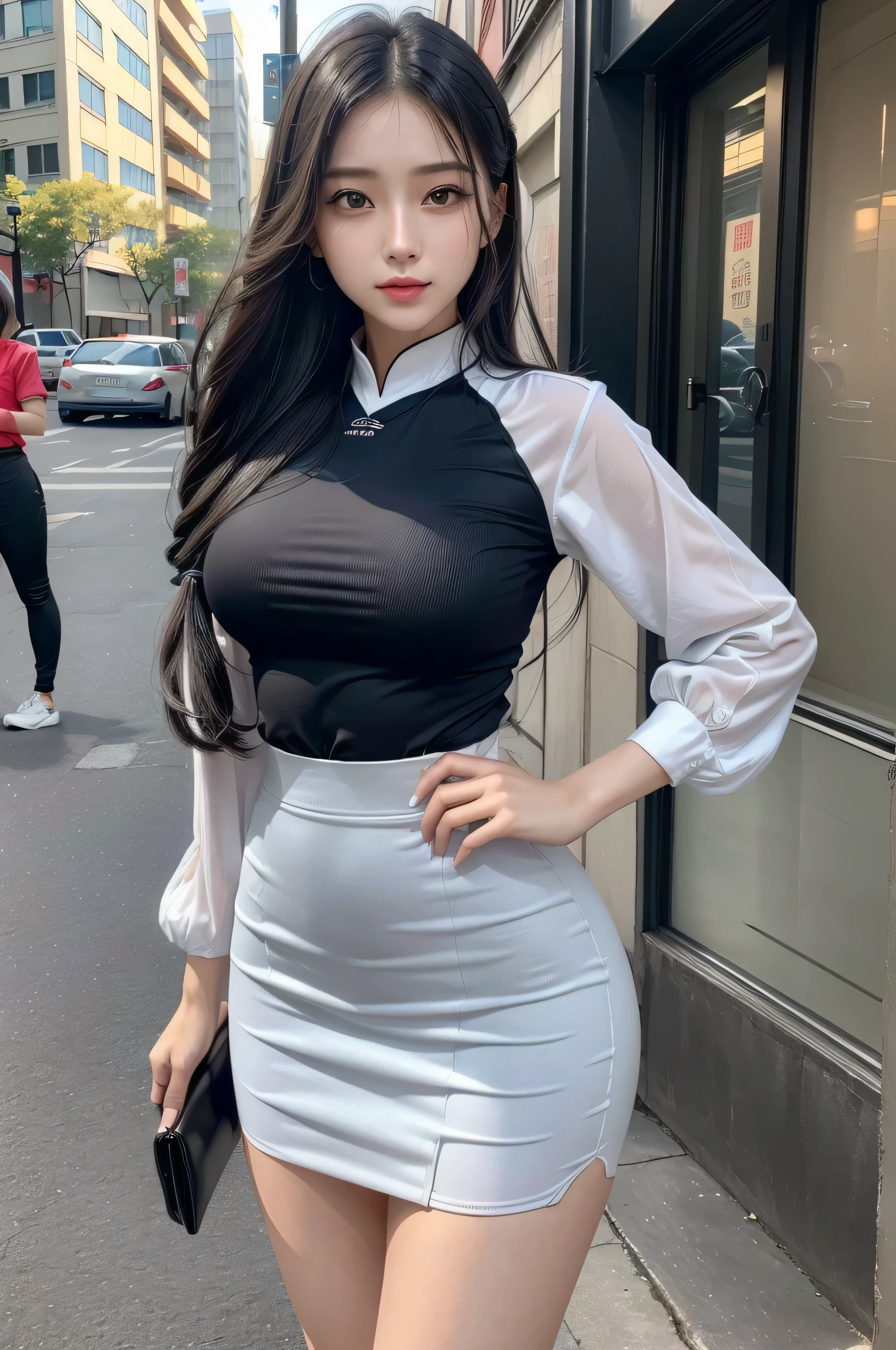 Ulzzang-6500-v1.1, (RAW Photos:1.2), (Realistic:1.4), Beautiful detailed girl, Very detailed eyes and face, Beautiful fine details, Ridiculous, incredibly Ridiculous, Large file size, Very detailed, High resolution, Very detailed, highest quality, masterpiece, ((Fashion clothing in various colors)), figure, Very detailed, CG, Unified, 8k wallpaper, wonderful, The finer details, masterpiece ,highest quality, Very detailed CG uniform 8k wallpaper, Light on the face, Cinema Lighting, One girl, 16 years old, Long white hair, Side Split, (Big Breasts), (No pants)), (Glasses), ((Dynamic pose))), ((Sexy pose))), (Camel Toe), (half), (pantyhose)), ((Black hip skirt))