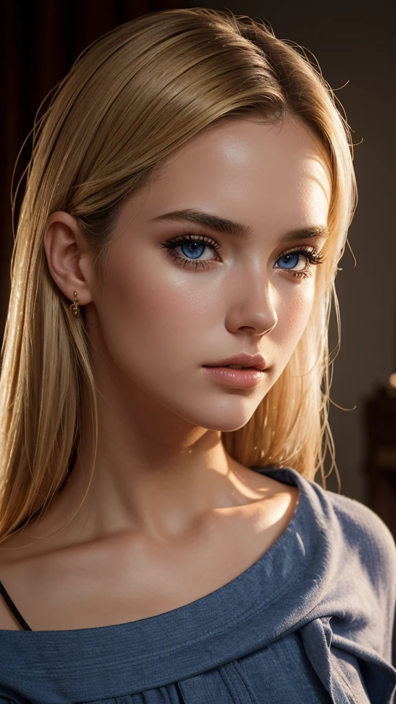 (Obra maestra, mejor calidad, photorealista, high resolution, Photography, :1.3), toma muy cercana, Sharp focus, 1 chica rubia, chica europea, hot model, ojos y pupilas muy detallados, realista skin, forma de cuerpo delgado, escote, cabello extremadamente detallado, cara delicada y sexy, mirada sensual, labios brillantes,  exterior, ((realista, super realista, realism, realista detail))