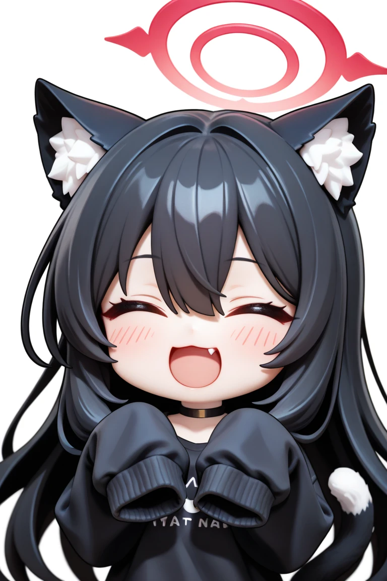 source_anime, anime style, 1girl, karyl, animal ear fluff, animal ears, black hair, black ribbon, cat ears, cat girl, cat tail, fang, green eyes, hair bow, long hair, low twintails, multicolored hair, purple bow, ribbon, skin fang, streaked hair, tail, twintails, vertical stripes, white hair, saliva, cum in mouth, cum on face, cum on body, torogao