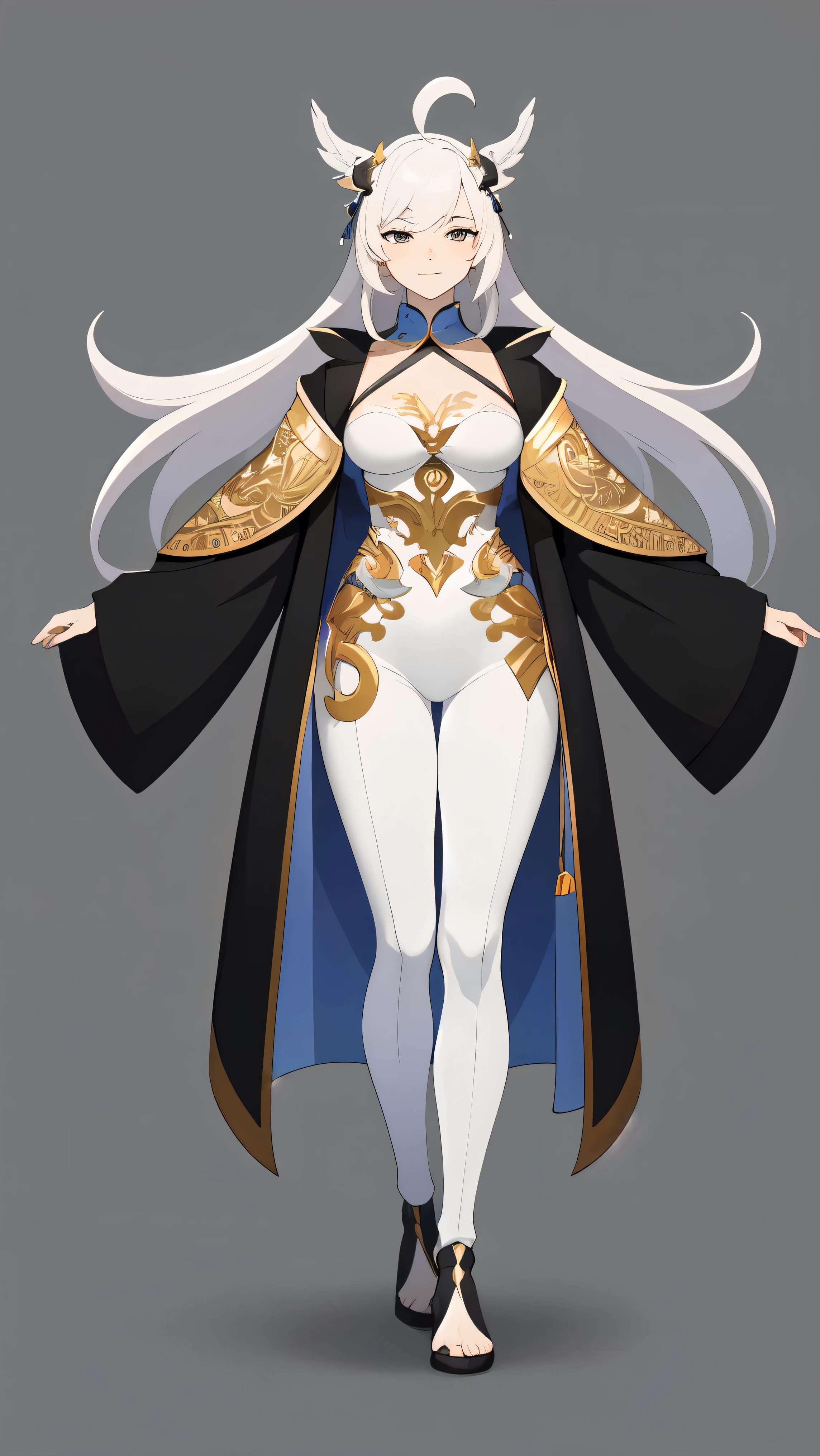 1woman, single, asian woman, reference sheet, character design, front angle, side angle, rear angle, dynamic poses, tall woman, (masterpiece:1.2), (best quality:1.3), fantasy outfit, slender body, athletic body. (Black eyes), (long hair), (long bangs), (silver hair), (pale skin), (reference sheet:1.5)