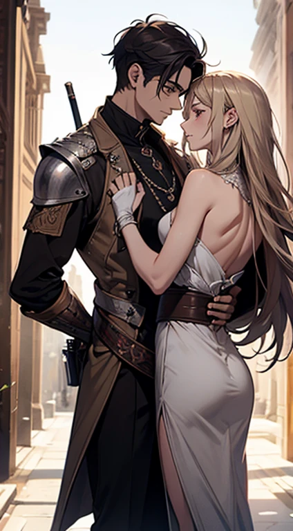 (​masterpiece、top-quality、hight resolution、Unity 8k Wallpaper、extremely details CG:1), In a secretive small room, a commoner prostitute looks bewildered as she is approached by a nobleman. The atmosphere is tense yet private, highlighting the disparity between their social statuses. The prostitute, dressed ,A woman wearing scandalous and cheap clothing, such as a skimpy dress, and excessive makeup speaks in a casual, streetwise manner, saying, "Really? You're okay with someone like me?" She appears uncertain and nervous, unfamiliar with the etiquette expected in dealing with a noble. The nobleman, dressed in refined attire, looks at her with a mix of interest and amusement, creating a dynamic of unexpected interaction and mutual curiosity. nsfw