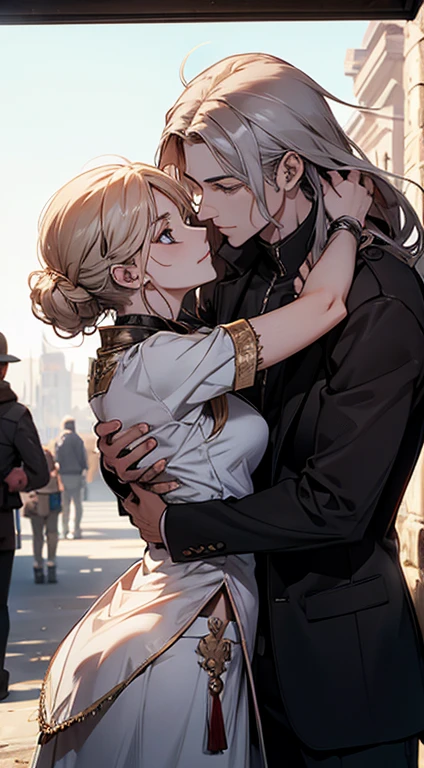 ddsister, long hair, two side up, wavy hair, grin, crop top, cropped shirt, black shirt, chest harness, suspenders, off shoulder, black jacket, open jacket, long sleeves, midriff, miniskirt, black skirt, thigh strap,(((spoken heart))),,,,(((dark room))),church,looking viewer,huge breasts,(sex with guys:1.5),from side,