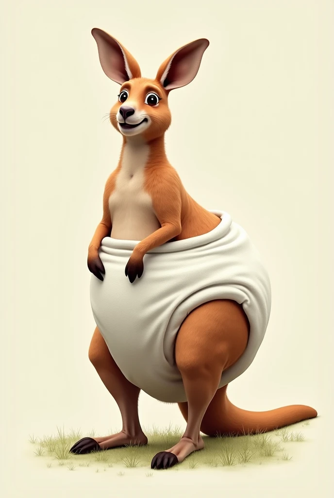 there is a kangaroo that is wearing a diaper in the grass, subject: kangaroo, subject : kangaroo, spy kangaroo, kangaroo, big chungus, australian, wtf, happy big chungus, lol, smug, cheeky!!!, australia, a handsome, baggy, quokka, in australia, pus, waist up, bum, hyper, well proportioned