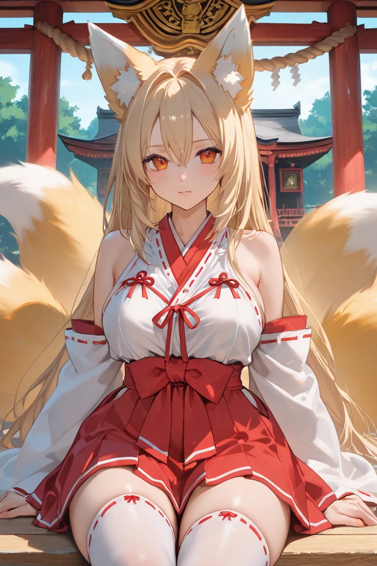 highest quality、smile、Small breasts、Body pillow、Fox ears、Long blonde、Red Eye、kimono、Japanese-style room