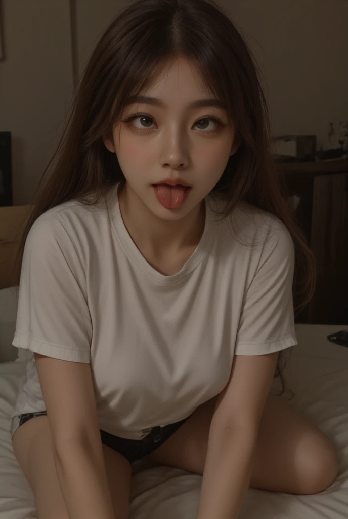 Taylor Hill,Tabletop、、Awards - Winning Photos、Very detailed、Face close-up、Keep your eyes focused、Nose and mouth、Face Focus、Woman with open mouth and closed eyes、Close-up of face focus,Off-the-shoulder knit、Age 35、Black Hair、Symmetrical face、Realistic nostrils、Angle from below、Elongated C-shaped nostrils、、、Sweaty skin、Sweat accentuates shiny skin、((Sharp Nose))Skin shiny with sweat、Shiny skin、Big eyes、double eyelid、(My tongue is wet and shiny) ((Wet tongue)) ((Berokisu))10cm to camera lens、((Gray background,Semi-backlit,))