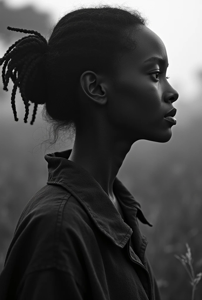 Distorted image of an African woman wearing a yellow dress