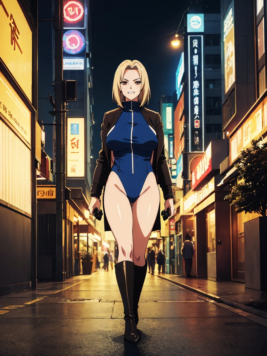 (((pixel-perfect, detail-perfect))), 1girl, superhero, leotard, highleg leotard, bare legs, boots, standing, solo focus, golden belt, hands on hip, full body shot, mature lady, city backdrop, sleeveless, ultra highres, absurdres, beautiful face, detailed eyes, symmetric eyes, perfect body, good proportions