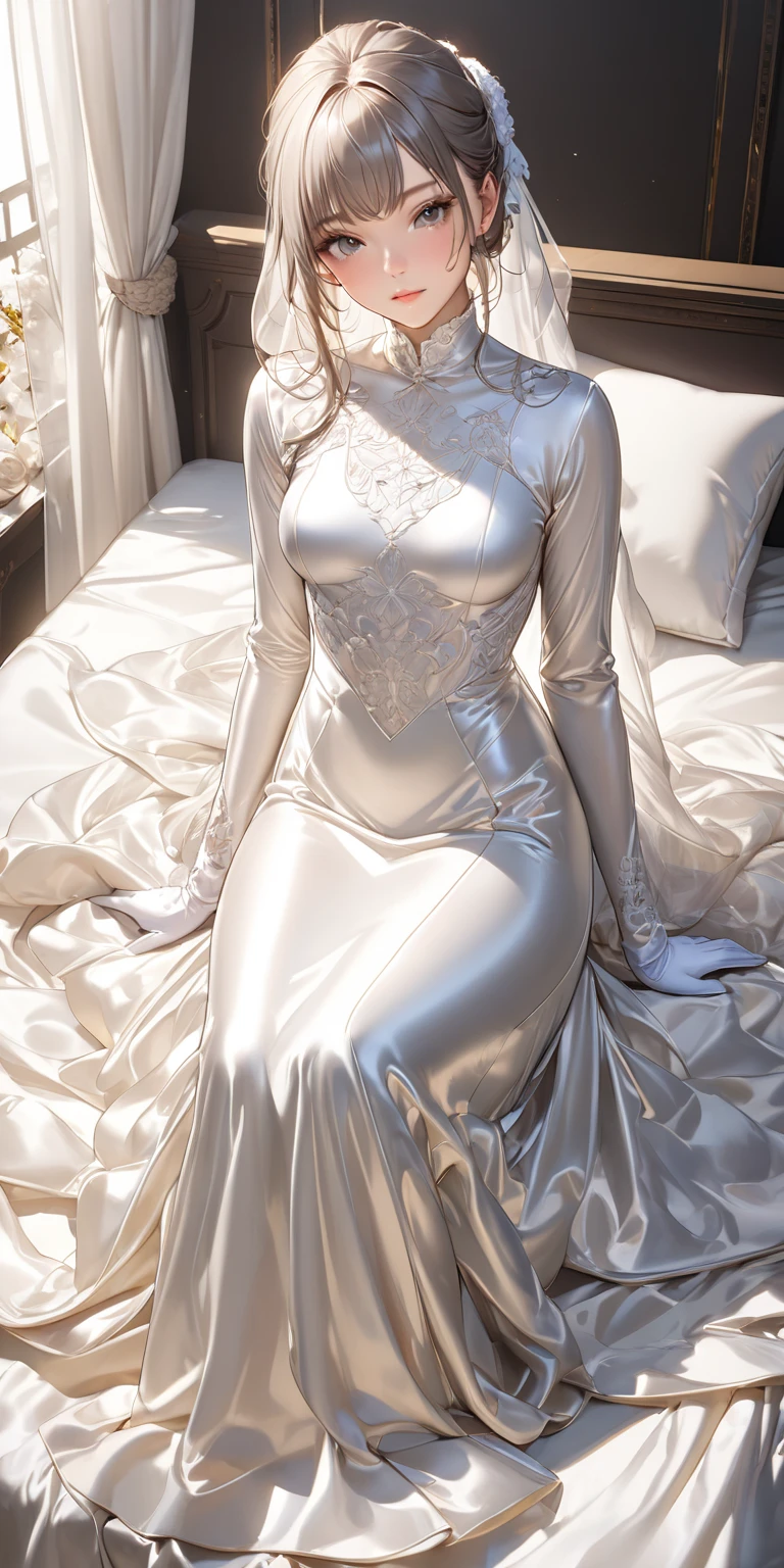 ((masterpiece, highest quality, Highest image quality, High resolution, photorealistic, Raw photo, 8K)), ((Extremely detailed CG unified 8k wallpaper)), (huge stunning goddess shot, very hot and sexy, jaw-dropping beauty, perfect proportions, beautiful body, slim body beauty:1.4), Medieval church, brick walls, young nun crying for the camera, ((nun, wearing white nun's outfit, no skin showing, Cross, intricate detailing:1.3)), white saint, ((((large breast))))