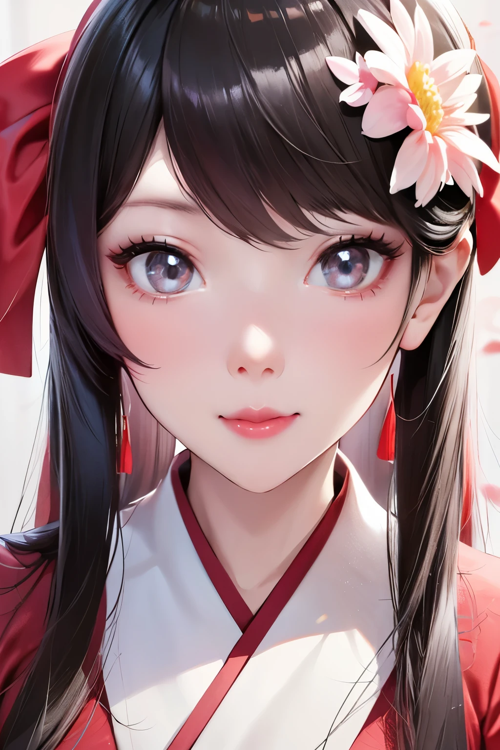 Close-up shot of the face of a Chinese woman wearing a hair band with bows and flowers , cute kawaii girl,  very cute cat lady,  photo of Belle Delphine , Sakimichan,  Naruto, Clear cute face  ,  of a cute Wan Asian face, kawaii aesthetics  , sakimi-chan
