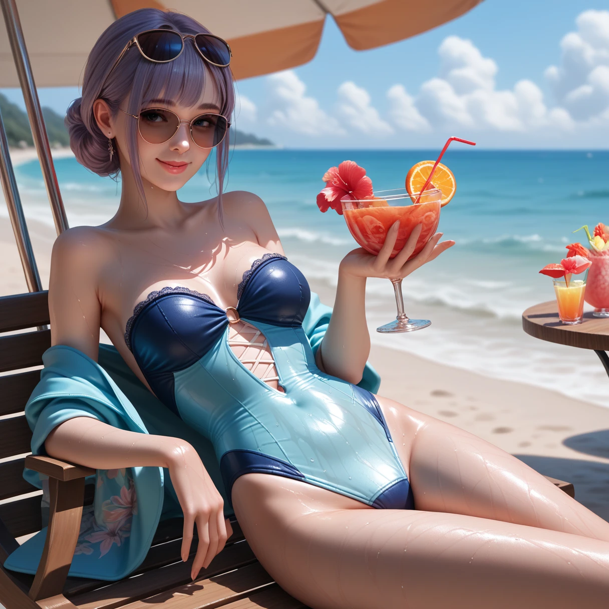 ((ultra detailed, masterpiece, absurdres))
<lora:T8Reina:0.9>
T8Reina, 1girl, short hair, purple hair, multicolored hair, at a beachside resort, bikini, holding a colorful cocktail