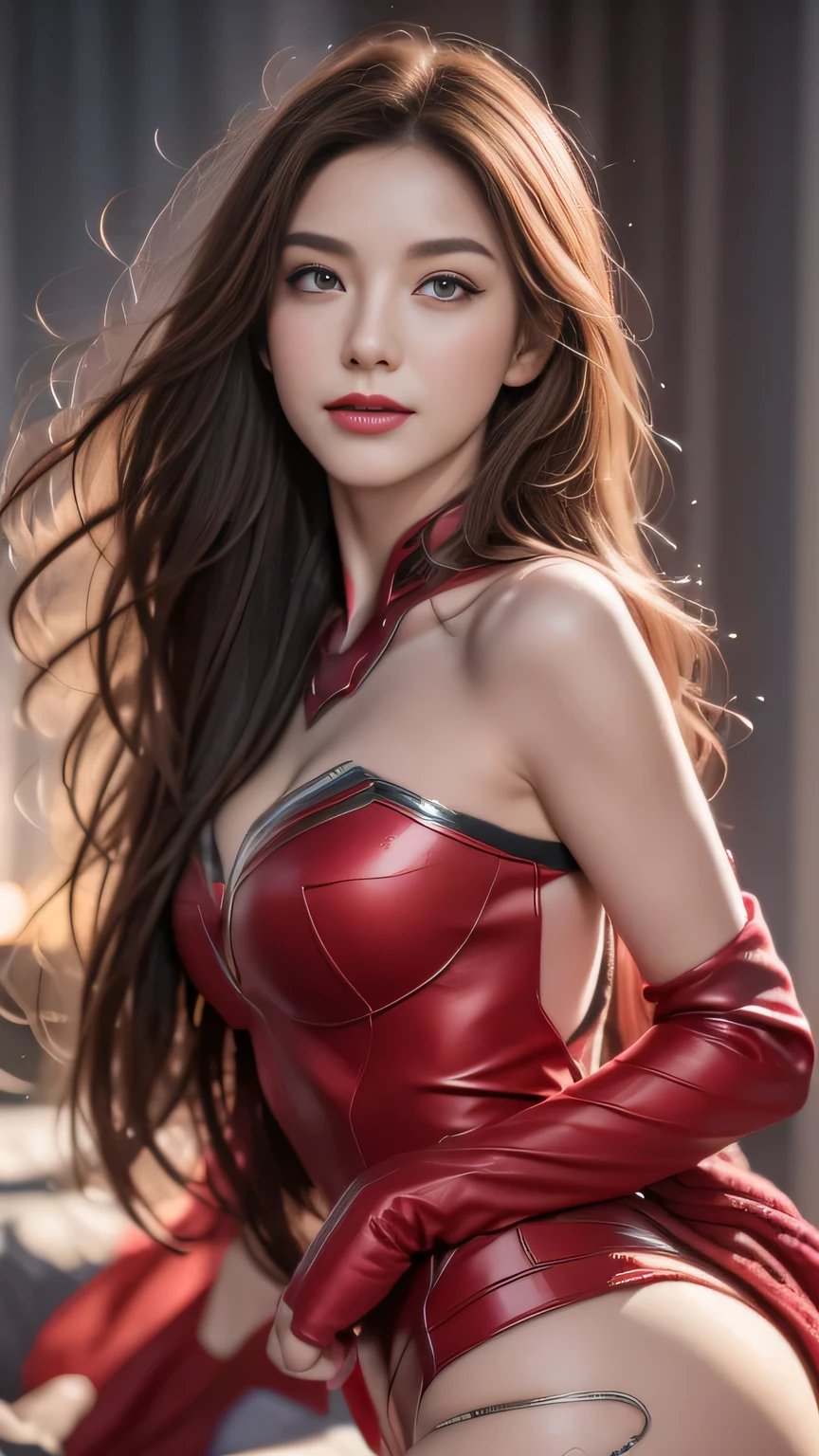 hair bobbles, wince, longeyelashes, solid circle eyes, light smile, ear blush, fang, ccurate, Surrealism, drop shadow, anaglyph, stereogram, tachi-e, ass pov, atmospheric perspective, 8K, super detail, best quality, best quality, high details, uhd, anatomically correct, retina, textured skin, masterpiece, accurate, super detail, award winning, high quality, highres,Scenes, Close-up of Scarlet Witch in Marvel, Distorted space, distorted undead in the background, lens flare, Optical axis, Intricate details, High Detail, Volumetric Lighting, 4k Rendering, picture, Surrealism, Realistic textures, Dramatic Lighting, Unreal Engine