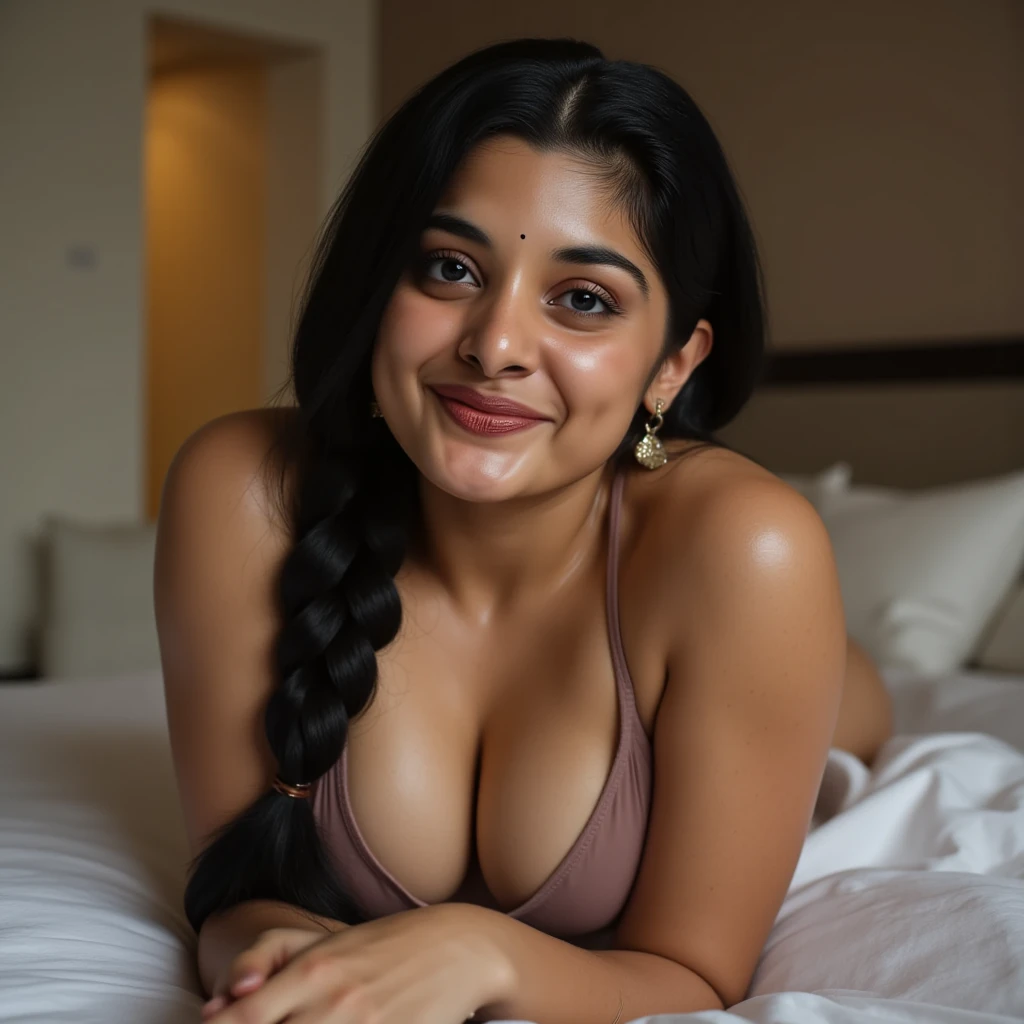 day scene, extreme close up photo of Pranitha Subhash from top view, big cheeks, swooping breasts, kneeling in a balcony, armpits, (blue eyes:1), necklace, 35 yo, look at viewer and smile, (cinematic:1.3), intricate details, (ArtStation:1.2)