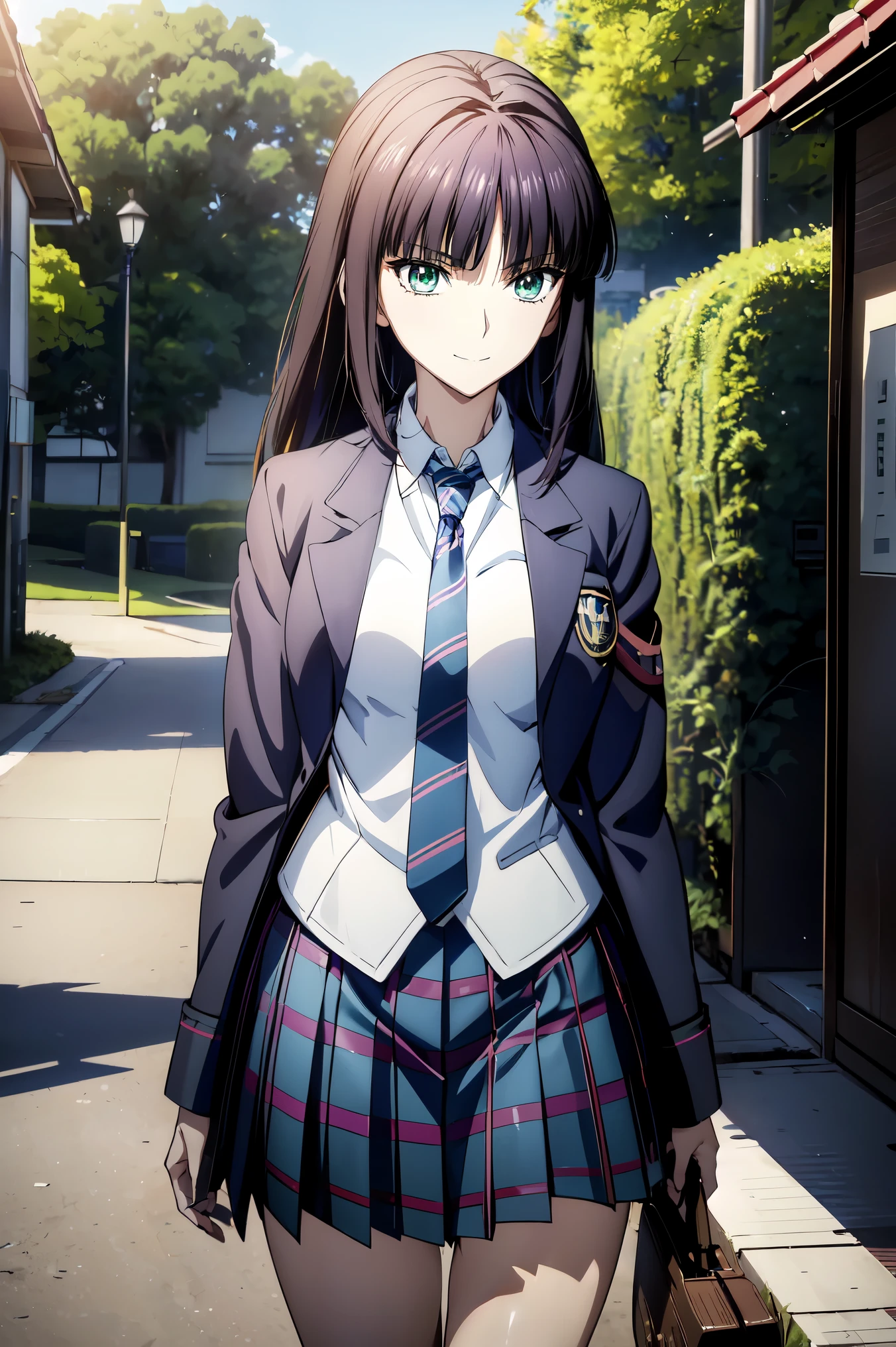 Smiling Face, blazer uniform,赤 purple hair, green eyes , eyes like jewels, Ultra High Resolution, ((( green eyes))),赤 purple hair, beautifulアニメ高校の女の子,(Masterpiece:1.2, 最 high quality ), ( is present, photo is present:1.4), beautifulイラスト, ( natural light , Movie Screenplay ), nsfw, watch viewers , COWBOY SHOOTING , front view of the company:0.6, in the seat, Japanese, university student の女の子, perfect face, beautiful髪, beautiful顔, beautiful and amazing eyes, beautiful鎖骨, beautiful体, beautiful胸, beautiful太もも, beautiful足, beautiful指 , ((( navy jacket ), Light Blue Collared Shirt, Dark Blue Pleated Mini Skirt Vibrator , Black Sox, blue tartan ribbon tie )), ( beautiful風景), evening , Riverside, walk, smooth anime cg art , 魅惑的な Anime Girl , Let's Make a Girl in a Long Coat , HD, very detailedなイラスト, High Resolution Faces in a Gorgeous Guest Room , RAW Photo , film grain , standing , UHD and 8K Connection , 長い赤 purple hairと green eyesをした Anime Girl , Anime Moe Art Style , 若い Anime Girl の接写, smooth anime cg art , beautifulアニメの university student の女の子, Anime Moe Art Style , シュールな university student の女の子, Anime Girl , 魅力的な Anime Girl , シュールな university student の女の子, GIRL WITH SHINY CLOTHING , HD, CG Details , high quality shadows, beautiful、delicate face、All the details , ディテール beautiful DELICATE EYES FULL OF DECISION,break( High Resolution 8K Wallpaper ),(高度に CG Details 8kの壁紙),Makima ( chainsaw man ),Scathach ( destiny / Grand Order Required ),reika shimohira , HD, とても繊細で beautifulCGイラスト,最 high quality , is present Feeling , is present fabric, is present texture,((( debris flies))), (((最 high quality ))),8k,At 32k,Masterpiece, beautiful and charming anime woman , Supermarkets, very detailed, HD,シュールな university student の女の子,Masterpiece, 最 high quality , high quality , Freshness , high quality texture, high quality shadow, high detail, sex, in the seat, university student , alone,I, alone, alone, ADULT BIB , beautiful長い脚, beautiful胸, beautiful太もも, Tight Legs , beautiful leg line , Slender Waist in an Unmanned Bar ,Mature body girl, big breasted with a cross eye, beautiful胸,reddish purple hair, purple hair, BLACK CURRANT HAIR , charming Anime Girl , colorful hair, straight hair ,shy smile,幸せそうなsmile, Brilliant Appearance ,cute smile,Cool Beauty, beautiful女性, handsome face , beautiful写実性, Attractive Figure , enchanting face , calm look , beautiful髪,smile, colorful eyes , green eyes,Jade Eyes, beautiful目,bright eyes, DELICATE EYES FULL OF DECISION, Jewel Eyes ,Jade Eyes,( green eyes:1.5), charming face,8 heads,:Height: 174cm,彼女は首に necklace 身に着けています, necklace ,beaded necklace ,Magatama Accessories,smile,