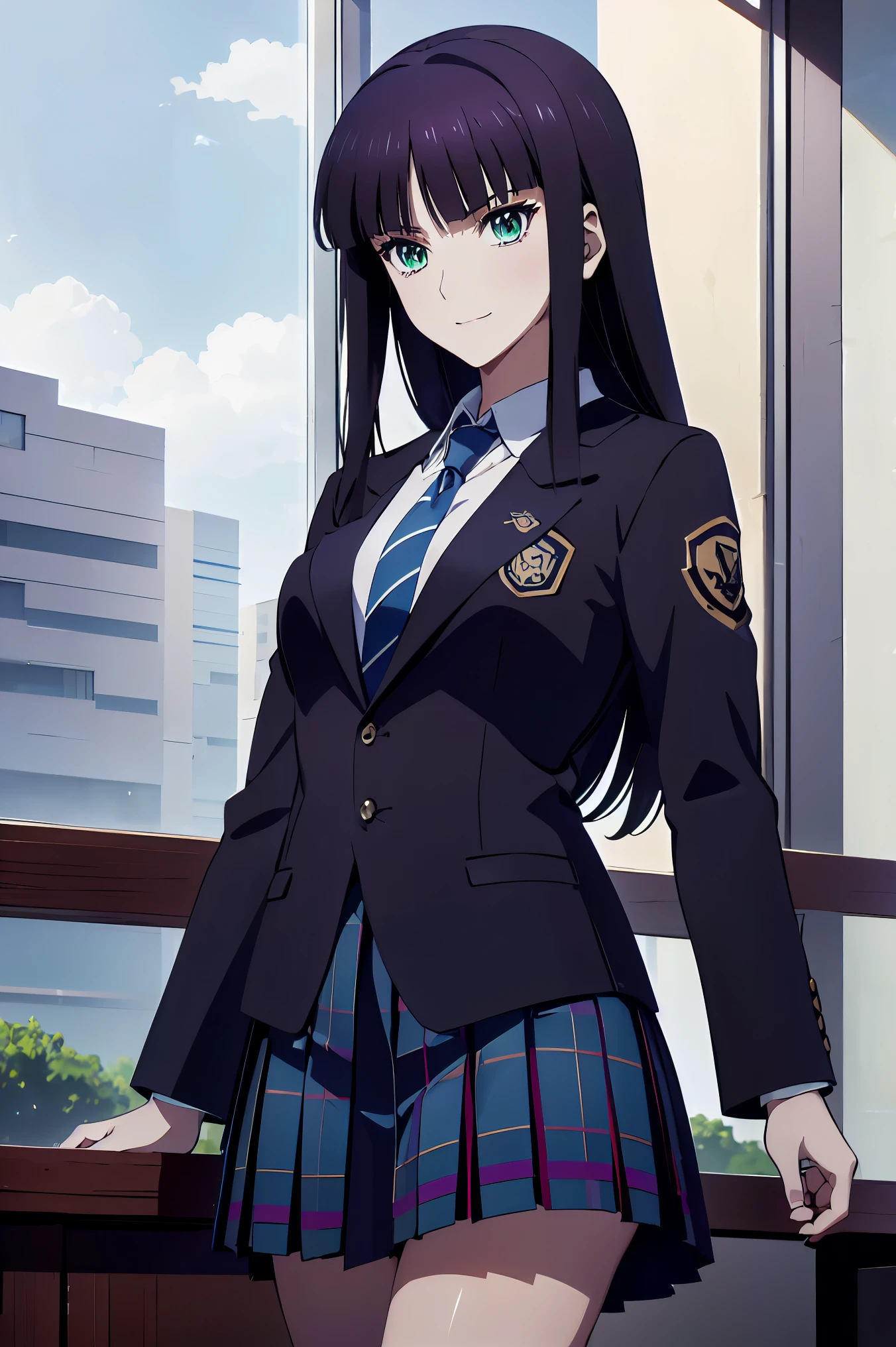 Smile Face, blazer uniform,赤 purple hair, Green Eyes , eyes like jewels, 超 high resolution, ((( Green Eyes))),赤 purple hair, beautifulアニメ高校の女の子,( Masterpiece:1.2, 最 high quality ), ( exist, photo exist:1.4), beautifulイラスト, ( natural light , Movie Screenplay ), nsfw, watch viewers , COWBOY SHOOTING , Front view of the company :0.6, seat, Japanese, university student の女の子, perfect face, beautiful髪, beautiful顔, beautiful and amazing eyes, beautiful鎖骨, beautiful体, beautiful胸, beautiful太もも, beautiful足, beautiful指 , ((( navy jacket ), Light Blue Colored Shirt , details beautiful DEL I'm CATE EYES FULL OF DEC I ON , Black Sox, blue tartan ribbon tie )), ( beautiful風景), evening , Riverside, walk, smooth anime cg art , 魅惑的な Anime Girl , Let's Make a Girl in a Long Coat , high resolution, very detailedなイラスト, dark blue pleated miniskirt vibrator , RAW Photo , film grain , standing , U high resolution and 8K Connection , 長い赤 purple hairと Green Eyesをした Anime Girl , Anime Moe Art Style , 若い Anime Girl の接写, smooth anime cg art , beautifulアニメの university student の女の子, Anime Moe Art Style , シュールな university student の女の子, Anime Girl , 魅力的な Anime Girl , シュールな university student の女の子, GIRL WITH SHINY CLOTHING , high resolution, CG Details , high quality shadows, beautiful、delicate face、All the details , ディテール beautiful DELICATE EYES FULL OF DECISION,break( high resolution8Kの壁紙 ),(高度に CG Details 8kの壁紙),Makima ( chainsaw man ),Scathach ( destiny / Grand Order Required ),reika shimohira , high resolution, とても繊細で beautifulCGイラスト,最 high quality , exist Feeling , exist fabric, exist texture,((( debris flies))), (((最 high quality ))),8k,At 32k, Masterpiece, beautiful and charming anime woman , Supermarkets, very detailed, high resolution,シュールな university student の女の子, Masterpiece, 最 high quality , high quality , Freshness , high quality texture, high quality shadow, high detail, sex, seat, university student , alone,I, alone, alone, ADULT BIB , beautiful長い脚, beautiful胸, beautiful太もも, Tight legs , beautiful leg line , Slender Waist in an Unmanned Bar ,Mature body girl, Big Breasts Only , beautiful胸,reddish purple hair, purple hair, BLACK CURRANT HAIR , charming Anime Girl , colorful hair, straight hair ,shy smile,幸せそうなsmile, Brilliant appearance ,cute smile,Cool Beauty, beautiful女性, handsome face , beautiful写実性, attractive figure , enchanting face , calm look , beautiful髪,smile, colorful eyes , Green Eyes,Jade Eyes, beautiful目,bright eyes, DELICATE EYES FULL OF DECISION, Jewel Eyes ,Jade Eyes,( Green Eyes:1.5), charming face,8 heads,:: 174cm,彼女は首に necklace 身に着けています, necklace ,beaded necklace ,Magatama Accessories,smile,