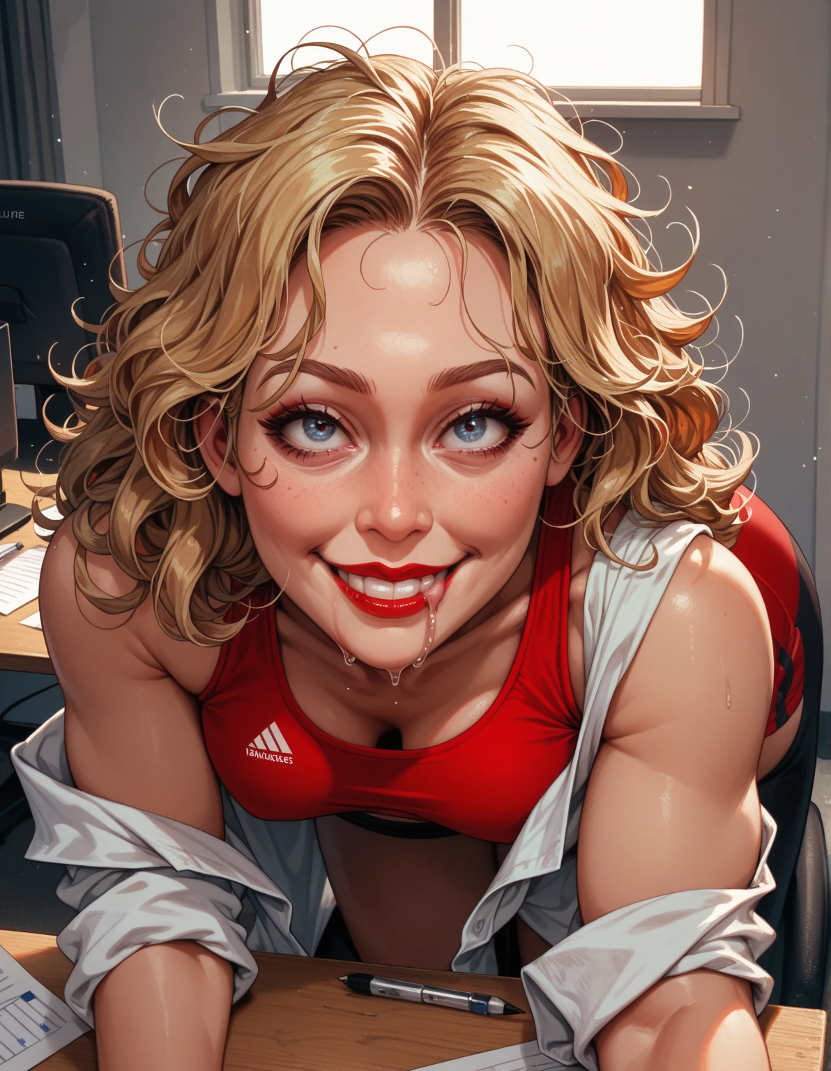 (masterpiece:1.3), (8k, Realistic, RAW Photos, highest quality: 1.4), Absurd, Charm, Ultra-high resolution, Ultra-realistic, Very detailed, Golden Ratio, (Realistic), (Best Shadow), Low contrast, (Complex:1.4), Side lighting, 8K, Beautiful Face, (Realistic Face), Beautiful hairstyle, Realistic eyes, Beautiful fine details, (Realistic Skin), Beautiful Skin, (One girl), ((Brie Larson, CAPTAIN MARVEL)), (Accurate hand and finger depiction), (Blonde Long Hair:1.3), ((Eyes closed:1.1)), (saliva), (Ecstasy:1.2), Flushing, (Sweat), NSFW ((fellatio)), (Blowjob face), ((deep throat:1.2)), BREAK ((1boy, 1penis:1.1, 2 thick penises:1.0)), ((Bust Shot)), (Head-on view)