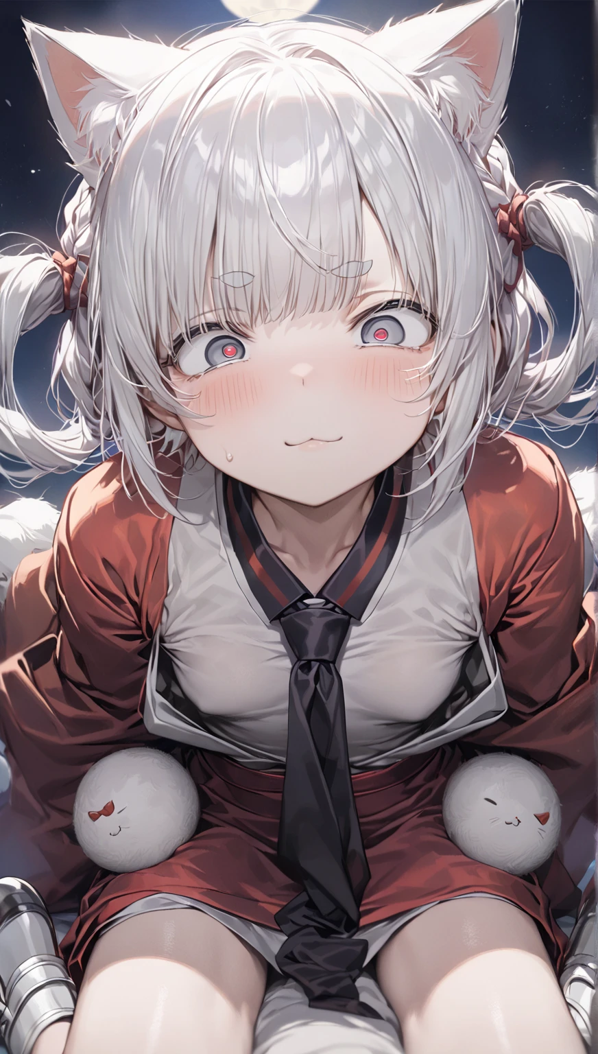 (Yae Miko)、((Prinz Eugen))、
((Ultra HD))、((Highest quality))、((masterpiece))、
((Super detailed))、 ((Sparkling Eyes))、((Symmetrical face))、
((Perfect body))、((Highly refined))、((Perfect Eyes))、 One girl、
((Larger breasts))、
((Casual Chinese clothing))、
((((Get on your hands and knees on the floor:2.0))))、
((Blushing))、(Sweat all over)、
(Open your mouth)、(Tongue out)、
((Drooling from the mouth))、
((White Breath))、((White steam))、
((humid room))、
(((Cover up to the viewer:1.6)、
((First Person View))、
((Chest in front of eyes))、((Girl in front of me)) 、
(((Watching the girl from below:1.8)))、
((Focus on the chest))、
((Chinese style room))、((Pitch-dark bedroom))、
((Warm lights only))、((On the futon))、
((No text、No logo))、