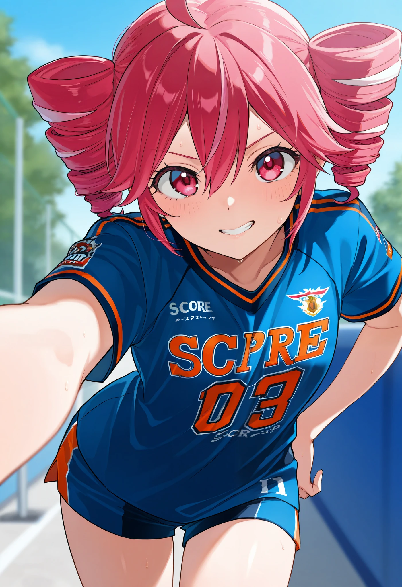 ( Masterpiece, top quality, great quality, very aesthetic, is ridiculous, latest:1), Masterpiece, top quality, great quality, 1 girl, heavy sound teto, Vertical Roll, jerseys,
