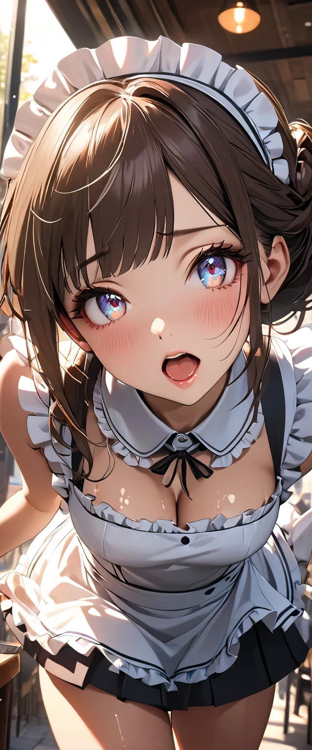 超High resolution,masterpiece, Attention to detail, highest quality, High resolution, 4K,Silver braided short bob,(heavy chest,Captivating body、Ultra-detailed skin、Beautiful eyes、Detailed Background),(fucked silly:1.3),Maid,Maid服, (cum on face, bukkake, penis,fellatio:1.4)