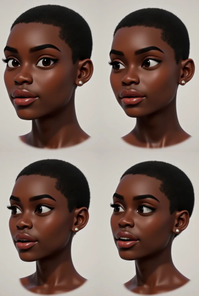 Make me a beautiful black anime woman with very dark skin 
